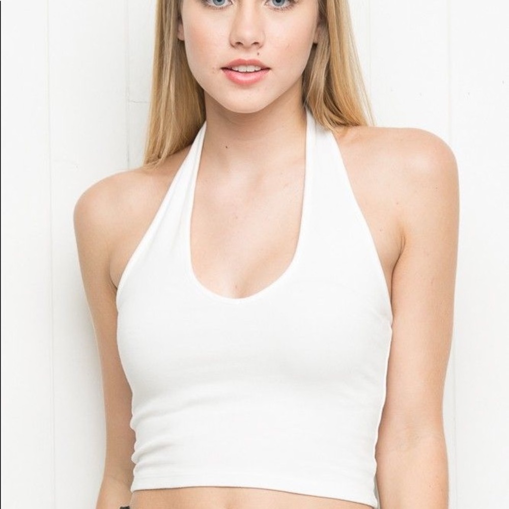 Brandy Melville white cropped halter top